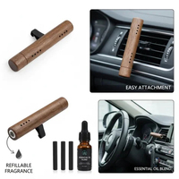Diffuseur d'air pour voiture en bois de noyer naturel, forme tube, parfum et décoration pour l'air ambiant de la voiture, couleur orange, dernière collection.