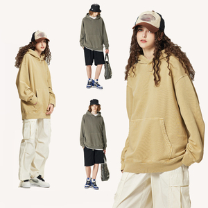 Sweat-shirts à capuche pour hommes de haute qualité, surdimensionnés, lourds, délavés à l'acide, 100% coton, imprimés numériquement, brodés, pour l'hiver - Product Image 4