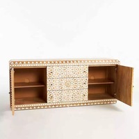 Mesa de Centro de Madera Maciza Estilo Retro Francés, Gabinete de Entrada, Consola para Recibidor, Aparador para Sala de Estar; Muebles para Hotel y Villa