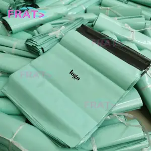 Bolsa de plástico para envio postal, sacola poli verde reciclável com logotipo personalizado, ecológica, para envio de pacotes, para envio postal