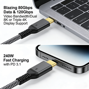 Cable Thunderbolt 5 de Alta Calidad de 5 m, Certificado por Intel y Cable Thunderbolt 5 Tipo <span class=keywords><strong>C</strong></span> a Tipo <span class=keywords><strong>C</strong></span> Compatible con MacBook Pro/Air - Product Image 4