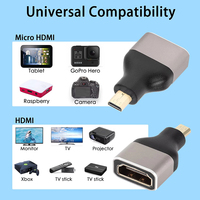 Adaptateur Micro HDMI Type D mâle vers HDMI femelle 8K 60Hz HDMI2.1, bande passante 48 Gbps, HDR, HDCP Pass Through pour console de jeu, HDTV