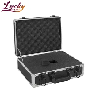 Black Aluminum Carrying Hard Case Aluminum Customized Pre-Diced Foam For Storage Instruments Cameras Tools