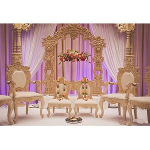 Chaises Mandap sculptées à la main en bois pour mariage, conception indienne élégante, idéale pour un mariage, livraison gratuite - Product Image 1