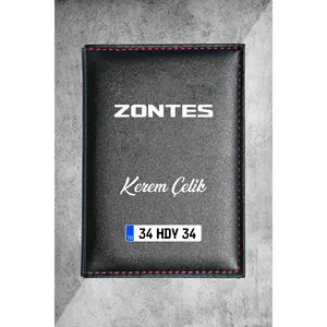 Zontes Logo Personalized Thermo Leather Customizable Motorbike <b>License</b> <b>Frame</b> & Holder - Product Image 1