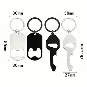 Décapsuleur porte-clés en acier inoxydable, style Europe et États-Unis, avec étiquette en alliage, vente en gros, pour cadeaux de fêtes - Product Image 1