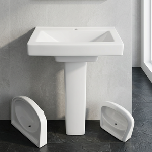 Vistaar Capri Ivory Ceramic Wash Basin with Full Pedestal Elegant Bathroom Sanitary Ware - Product Image 3