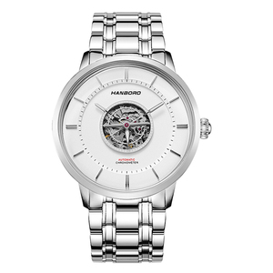 Reloj Mecánico Automático para Hombre Hengbao Luo, Correa de Acero Inoxidable de 24 mm, Cristal, Resistente al Agua 5 BAR, Diseño Hueco, Luminoso - Product Image 3