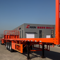 Semi-remorque plateau 2/3/4 essieux, capacité de charge 40/60/80 tonnes pour conteneurs 20ft, 40ft, 45ft et livraison de marchandises en vrac – Vente directe usine