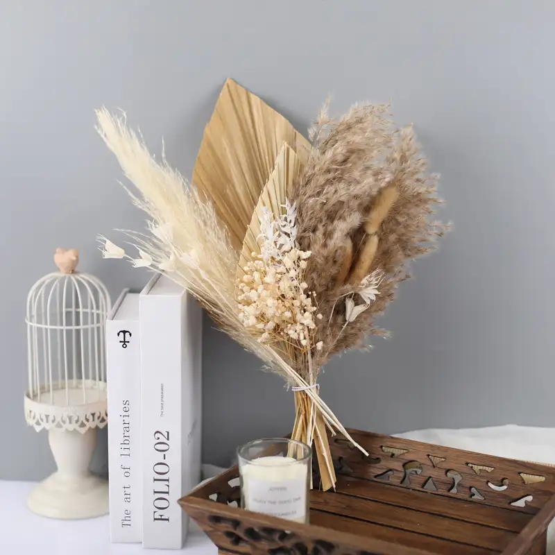 Wedding Decoration 2022 Wedding Decoration Leaves Bunny Tails Pampas Grass Natural Dried Flowers Bouquet