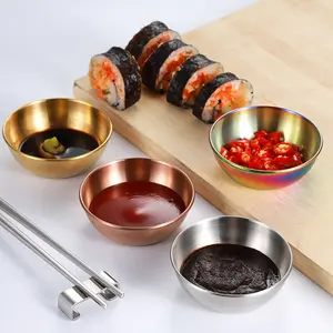 Korean Style Golden Stainless Steel Condiment Sauce Cups Tomato Sauce Container Dipping Bowl for Restaurant Home Party