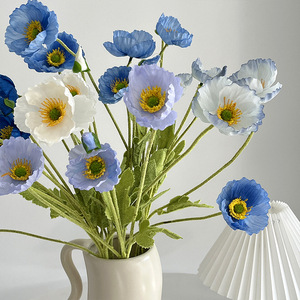 Floccato fiori di seta artificiale di papavero su Internet celebrità decorazione di celebrazione del matrimonio per la fotografia di casa oggetti di scena - Product Image 3