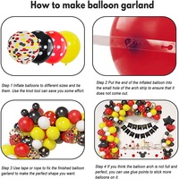 Guirlande d'arche de ballons en forme de cœur en feuille d'aluminium noir, jaune, rouge et or sur le thème de Mickey et Minnie Mouse pour fête d'anniversaire, nouveau design