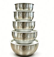 Ensemble de 10 bols mélangeurs FLEY en acier inoxydable 304 avec couvercle de rangement, base antidérapante, pour la cuisine, la préparation et le service des salades