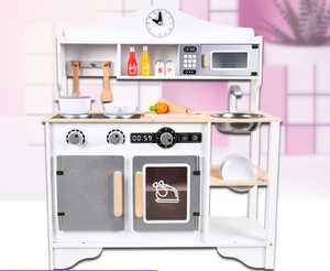 Ahşap oyun mutfak seti çocuklar için genişletilmiş depolama ile gerçekçi özellikler - Product Image 2