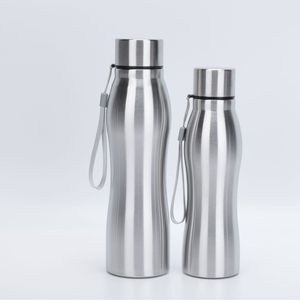 <span class=keywords><strong>Gourde</strong></span> <span class=keywords><strong>Sportive</strong></span> de Cyclisme Portable en Acier Inoxydable Simple Paroi avec Poignée et Bouteille d'Eau - Product Image 1