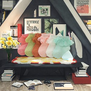 Calcetines de Princesa con Encaje, Casuales de Verano, 100% Algodón, Color Caramelo, Calcetines de Baile para Bebé, Ventilados, Cómodos, Malla Fina - Product Image 3