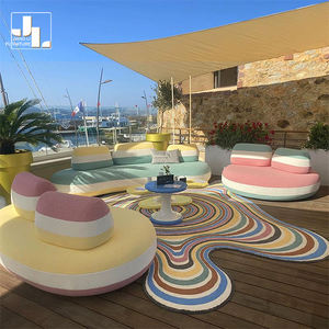 Estilo de diseñador Villa Sala de estar Juego de sofás de forma irregular Hotel Lujo 1 + 2 + 3 Muebles de sofá de color caramelo - Product Image 1