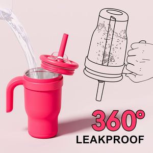 14oz Kids Stainless Steel Insulated <b>Tumbler</b> Handle <b>Straw</b> Leak-Proof Double Wall Vacuum <b>Cup</b> 12-24 Hours Thermal Performance for - Product Image 4