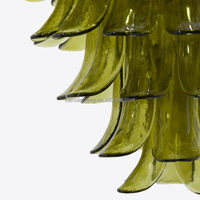 Lustre en verre vert fleuri vintage de style français moderne et luxueux pour villa, salon, chambre à coucher