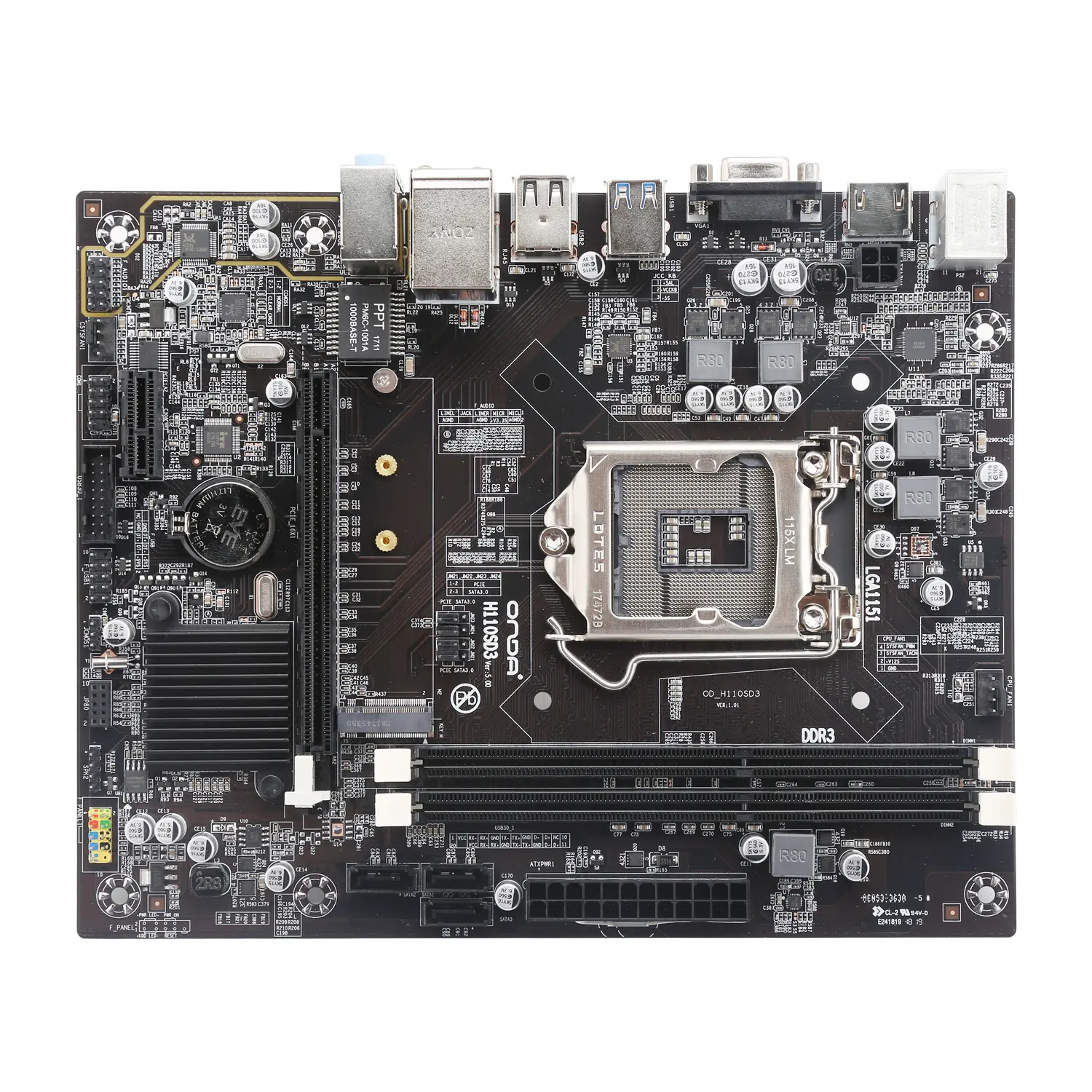 Motherboard H110 LGA1151 PC Mainboard DDR3 Ram 2 Port Lan