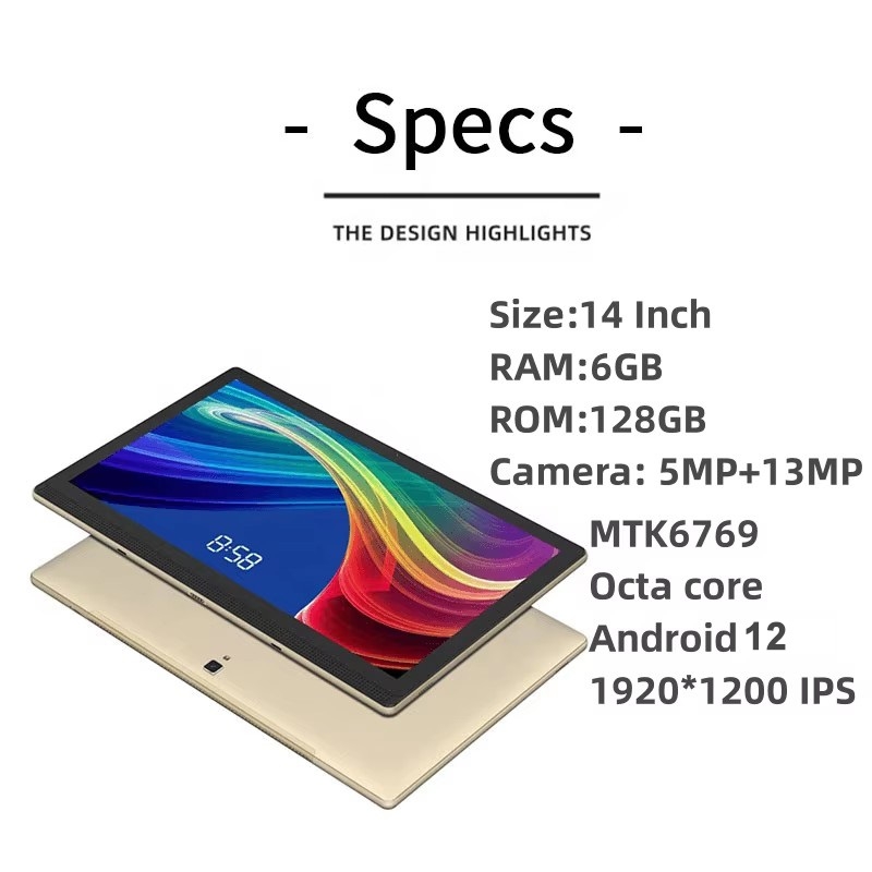 14インチビッグサイズAndroid 12.0タブレットPC 4G LTE MTK6769