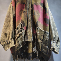 Vente en gros – Nouvelle collection automne 2026 – Manteau long à capuche en laine tricotée et denim pour femme