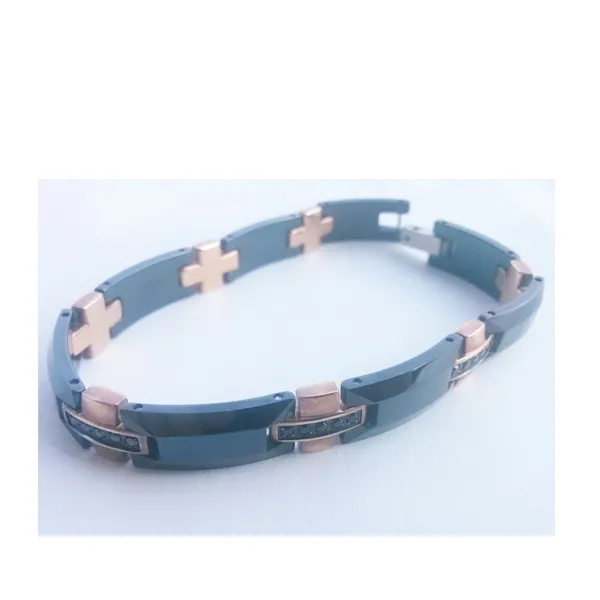 High polished black and rose gold Tungsten men wristband designs