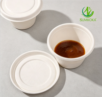 Sumkoka 1Oz 2Oz 4Oz Gobelets à sauce jetables en bagasse de canne à sucre, biodégradables, compostables, anti-fuite, compatibles micro-ondes, avec couvercle, pour les fêtes