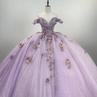 Robe de bal de Quinceañera Lsmc108 Lilac Illusion, robe de bal de Quinceañera, paillettes, cristal, dentelle florale 3D, robe de 16 ans, Vestido De 15 Anos Jancember