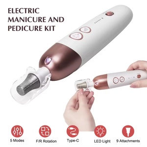 Kit de pédicure professionnel 8-en-1 avec perceuse à ongles électrique et lumière LED, outils de pédicure en plastique pour les pieds et le ponçage des ongles - Product Image 3