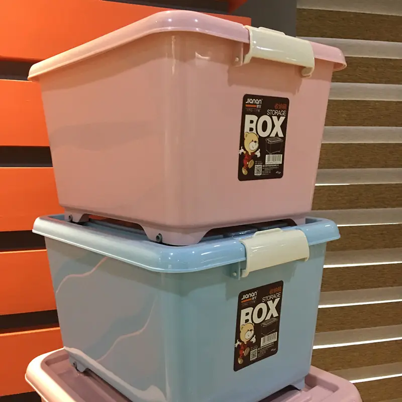 For Big Supermarket ! Classic Plastic Storage Box With Wheel , High Quality Factory Price box storage