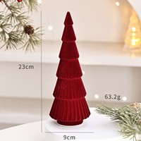 Figurine de sapin de Noël en velours floqué rouge, best-seller, mini sapin de Noël de table, ornement de Noël pour la maison, décoration de bureau pour les fêtes