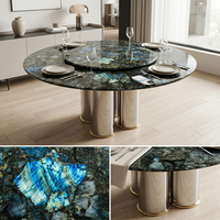 Table ronde en granit bleu émeraude Luca |   Granit naturel pour hôtel, restaurant, villa, appartement, projet de banquet et commande ODM OEM