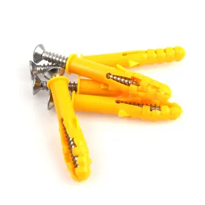 Expansion plug fixed foot self tapping screw nylon plastic bolt frame fixed wall plug with single wing screw yellow zinc