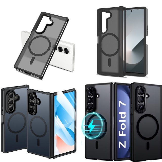 Top Grade Frosted Clear Magnetic Wireless Charging Compatible Folding Phone Case Cover for Samsung Galaxy Z Fold 7 6 8 Wide
