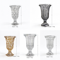 Vase en verre cristal personnalisé en gros, coupe diamant, à facettes, sur piédestal, 23 cm de haut, centre de table de mariage, décoration de table pour la maison