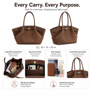 Sac à main en daim à imprimé léopard avec logo personnalisé pour femmes, sac fourre-tout de grande capacité <span class=keywords><strong>marron</strong></span>, sac à bandoulière rétro, vente en gros OEM/ODM - Product Image 2