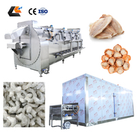 Ligne de production de blanchiment automatique de viandes et fruits de mer, machine à blanchir les pattes de poulet, les crevettes, les calamars, ligne de congélation IQF et d'emballage