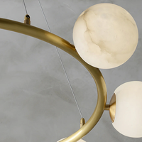 Personnalisé Moderne Naturel Espagnol Albâtre Marbre Pierre Globes Abat-Jour Pendentif Rond Lampe Villa Salon Restaurant Lustre