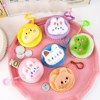 Porte-monnaie mini en peluche personnalisable, porte-clés jouet, vente en gros, figurines de dessin animé (lapin, chat, ours, grenouille), portefeuille à fermeture éclair, breloque de sac, cadeau