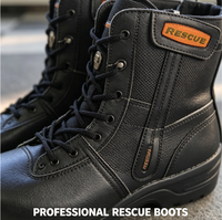 Bottes de sauvetage professionnelles noires mi-mollet, résistantes aux perforations et à la chaleur, chaussures de sécurité certifiées pour environnements difficiles