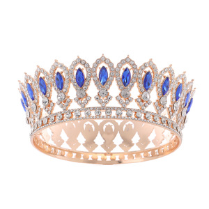 Nuova Corona Europea Barocca con Diamanti, Accessorio da Sposa a Goccia d'Acqua in Lega, Fascia <span class=keywords><strong>per</strong></span> Capelli Rotonda <span class=keywords><strong>per</strong></span> <span class=keywords><strong>Torta</strong></span> Nuziale - Product Image 6