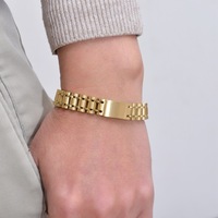 Bracelet pour homme en acier inoxydable plaqué or avec fermoir magnétique, luxueux et réglable, bracelet de charme tendance