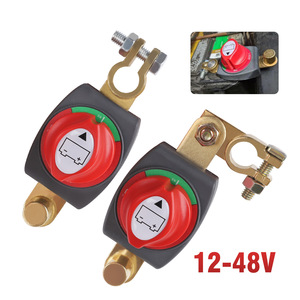 Interrupteur de déconnexion du borne négative de la batterie 12-48V en laiton avec bouton marche/arrêt rouge pour voiture, camion, bateau - Product Image 1