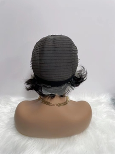 Pelucas delanteras de encaje Cabello humano Pixie Bob Listo para enviar Cutícula transparente corta brasileña Alineada Cabello brasileño Encaje suizo 8" - Product Image 2
