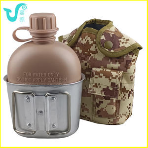 Muestra gratis botella de agua de aluminio con taza y bolsa de tela de algodón cantimplora de agua de aluminio para botella de agua al aire libre - Product Image 4