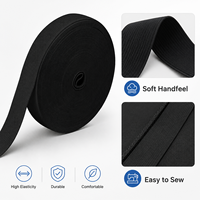 Sangle élastique tissée noire résistante, performance d'étirement stable pour la confection de vêtements, la couture et les accessoires textiles