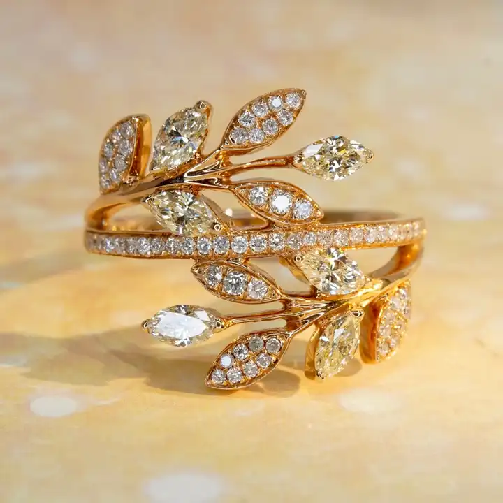 Rose Gold Wedding Band, Art Deco Vintage Ring, Floral Botanical Band,