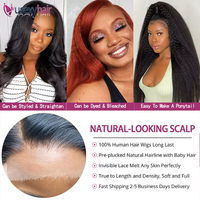 Perruque Lace Frontale Yaki Lisse 360, Densité 200, Cheveux Humains HD Pré-Pluckés, En Stock, Fournisseur